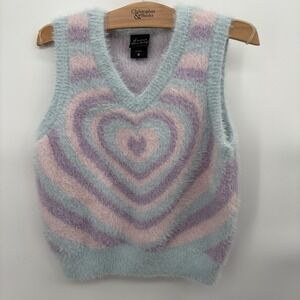 Sweet Society‎ Pastel Fuzzy Radiating Heart Vest Woman's Size Medium